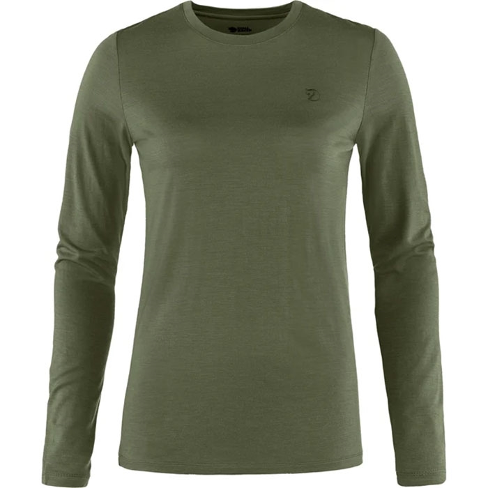 Fj? Llr? Ven Abisko Wool Ls Kvinder   Damer Laurel Green L   T Shirts