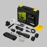 Armytek Dobermann Extended Set   Warm   Fully Equipped Set For Tactical Tasks:flashlight    Li Ion Battery  Charger  Magnetic Mount  Remote Switch  Two Color Filters   Lommelygte
