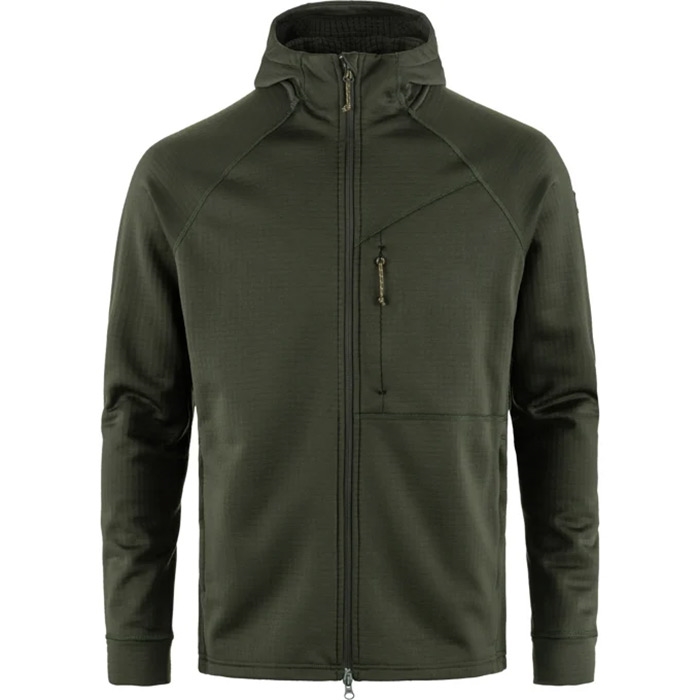 Fjällräven Ven Grid Fleece Hoodie til mænd - Mørkegrøn