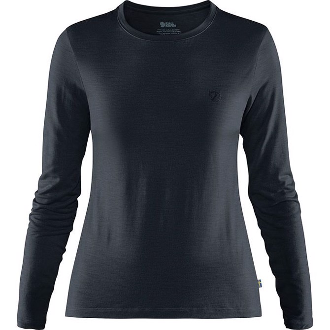 Fjällräven Abisko Wool Langærmet T-shirt – Mørkeblå tilbud!