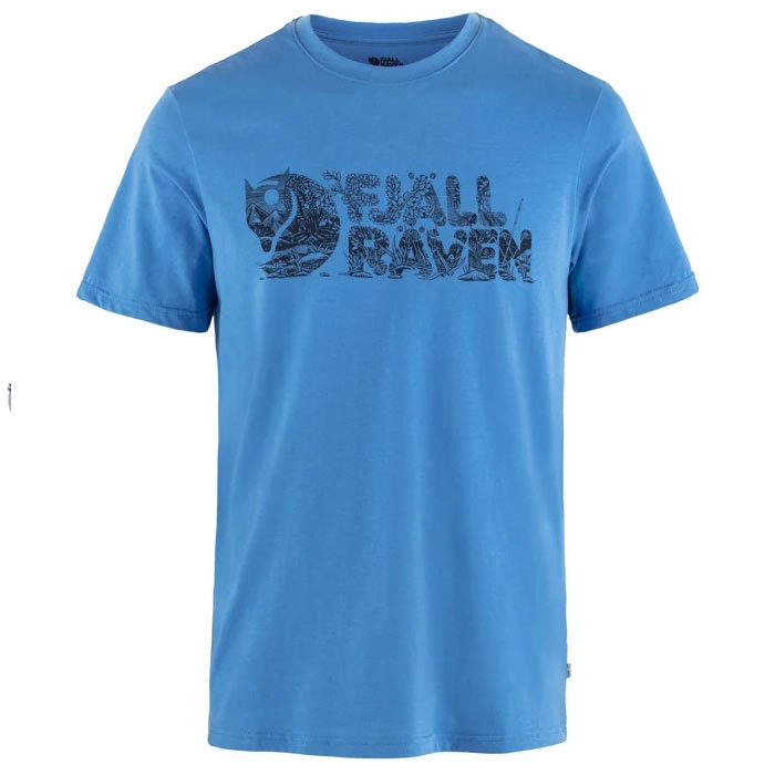 Fjällräven Lush Logo T-Shirt til mænd - Un blå eventyrtrøje
