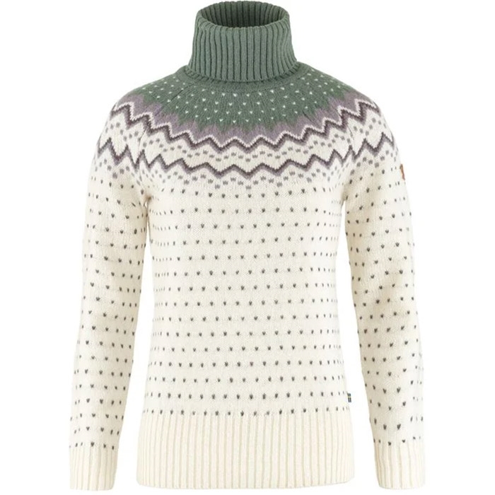 Fjällräven Vik Knit Roller Neck Trøje - Chalk Hvid/Patina Grøn