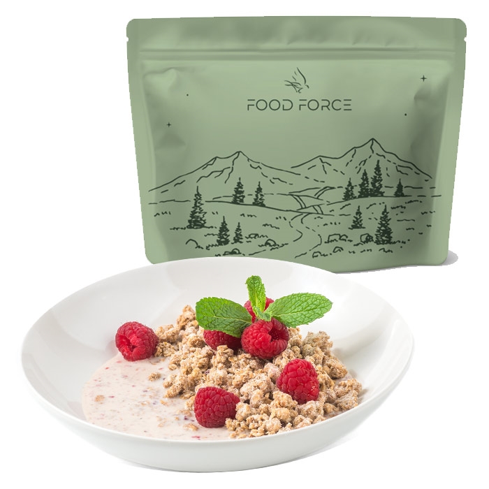 Food Force Granola M? Sli Med Hindbær  G   Kcal    Mad