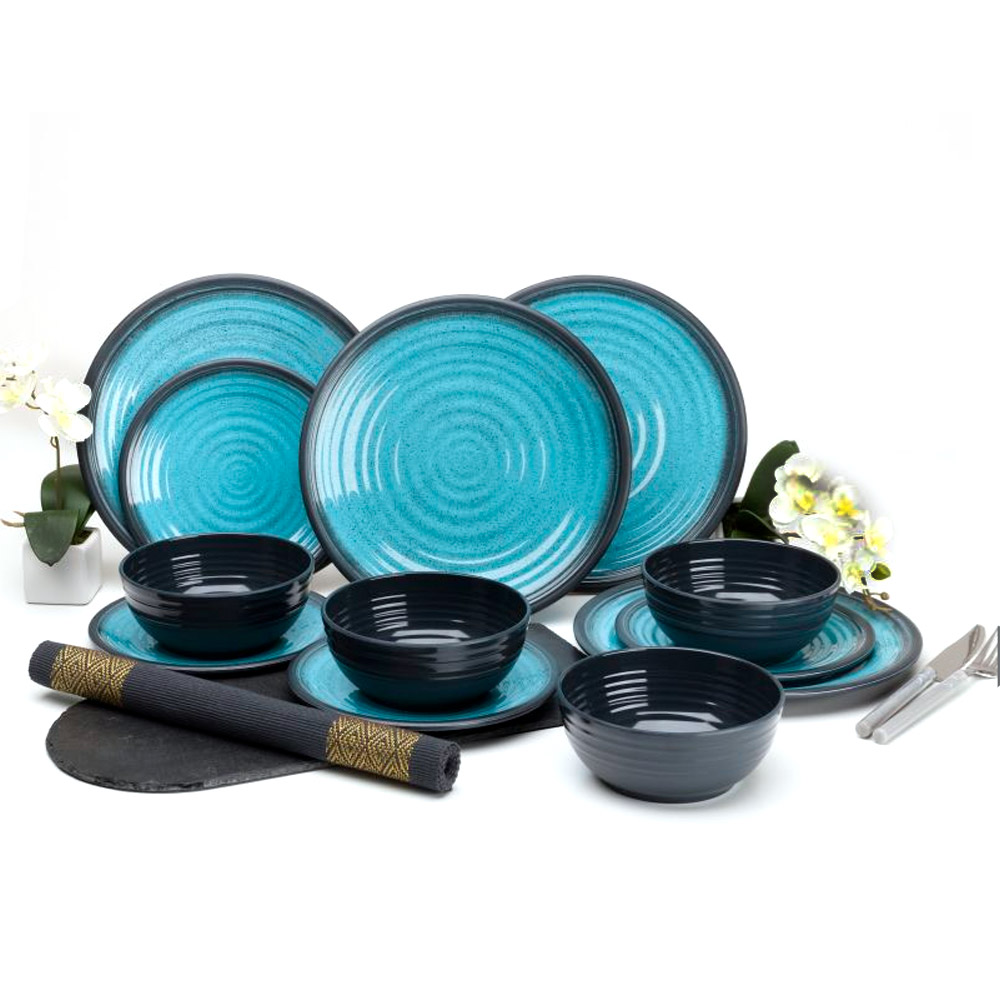 Granite Aqua Melamin Servicesæt til Camping - 4 personer