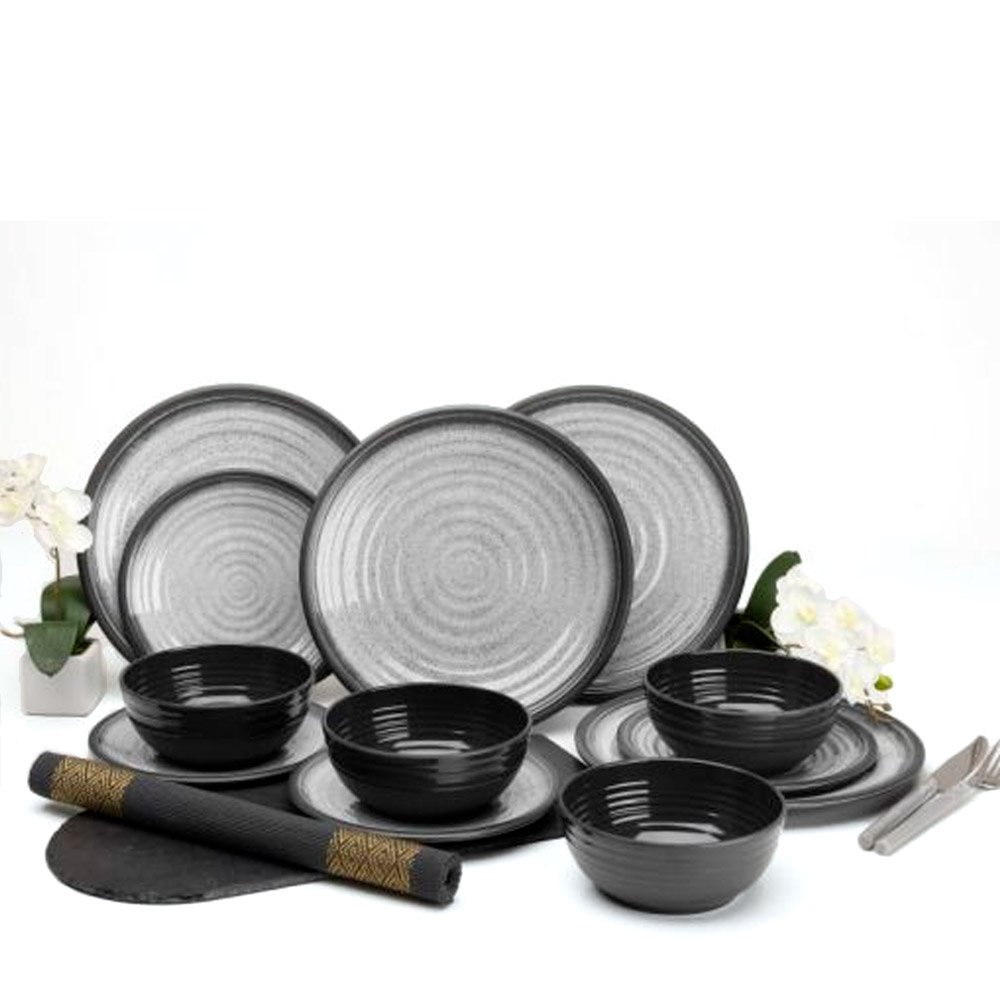 Granite Grey Premium Melamin Servicesæt til Camping