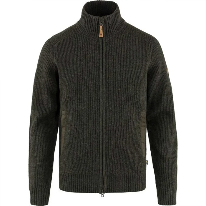 Fjällräven Vik Zip Cardigan til mænd - Mørkeoliven trøje