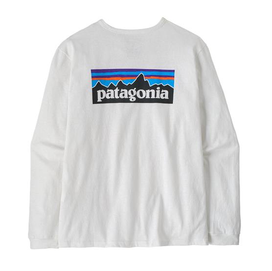 Patagonia Womens L S P  Logo Responsibili Tee  Fiber White