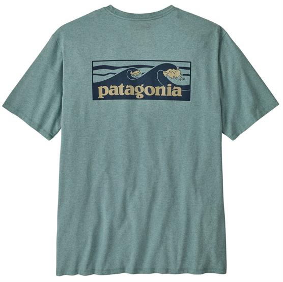Patagonia Mens Boardshort Logo Pocket Responsibili Tee  Blue Sage