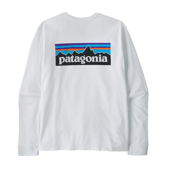 Patagonia Mens L S P  Logo Responsibili Tee  Fiber White