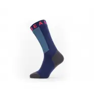 Sealskinz Scoulton Wp Warm Wt  Mid Sock W  Hydrost   Navy Blue Grey Red   Str  M   Sokker