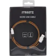 Streetz Usb Cable Fabric Coated Type A M Type Micro B  M Orange   Ledning