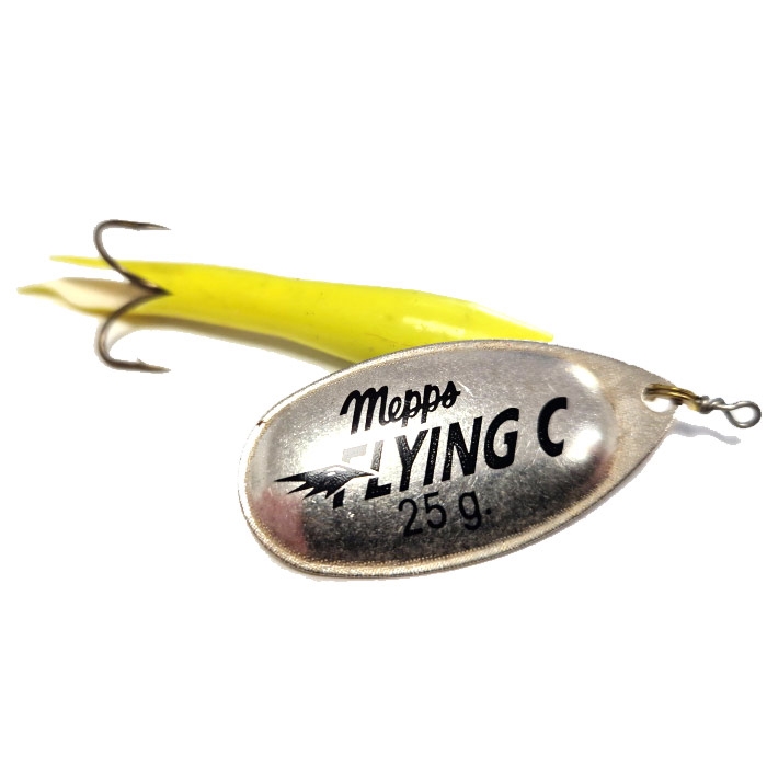 Mepps Flying C Upstream   G Fluo Gul Sølv   Kondomspinner