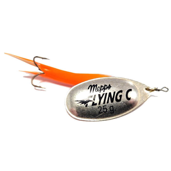 Mepps Flying C Upstream   G Fluo Orange Sølv   Kondomspinner